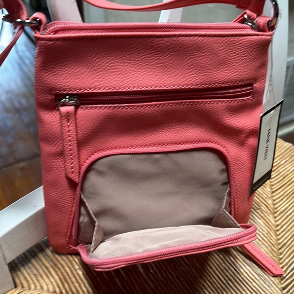 NWT Nine West bag small faux pebbled leather, salmon w silver hardware so cute! - Picture 2 of 10